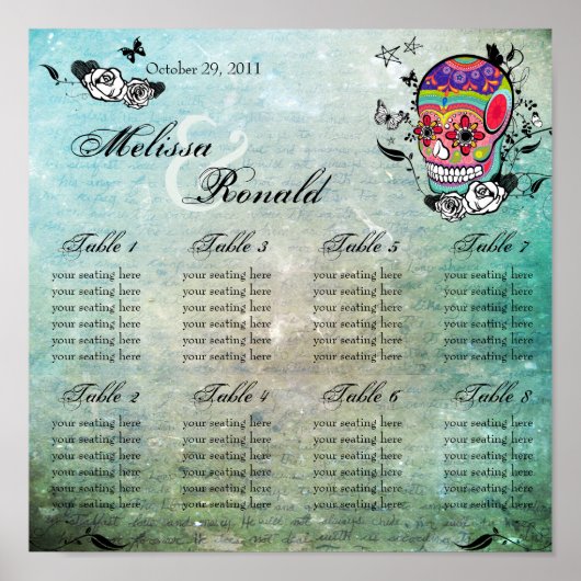 Muerte Day of the Dead Calaveras Sugar Skull Art Poster (Vorne)