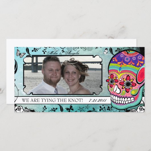 Muerte Sugar Skull Calaveras Save the Date (Vorne/Hinten)