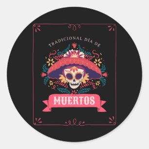 Muertos Skull Day of the Dead Runder Aufkleber