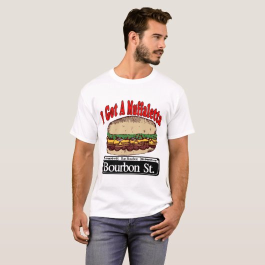 Muffaletta auf der Bourbon St. T-Shirt (Vorne ganz)