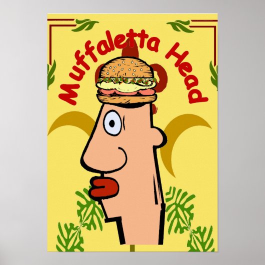 Muffaletta Head New Orleans Sandwich Nola Poster (Vorne)