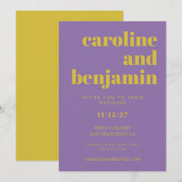 muffiger, heller Lila und gelber moderner Heiratsi Einladung