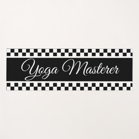 muffiger schwarzer und weißer Karo Yogamatte (Vorderseite (Horizontal))