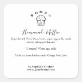 Muffin Logo Minimalist Bakery Ingredient Label Quadratischer Aufkleber (Vorderseite)