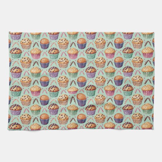 "Muffin Mayhem: Ein Sprinkle des Vergnügens" Geschirrtuch (Horizontal)