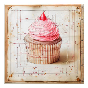 Muffin Vintages Diagramm Fotodruck