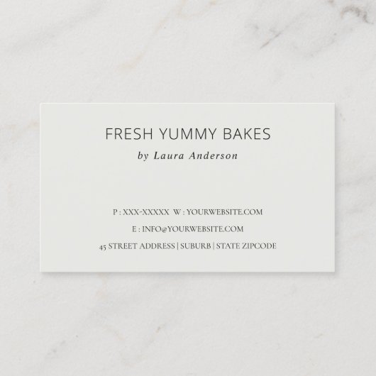 Muffin Weizen Brot Ochre Brown Grau Koch Backen Visitenkarte (Rückseite)