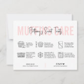 Muffins Care Instructions Guide Pink Bakery Dankeskarte (Vorderseite)