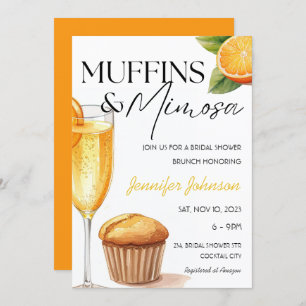 Muffins & Mimosa Orange Brautparty Brunch Einladung