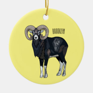 Mufflon-Schaf Cartoon-Illustration Keramik Ornament