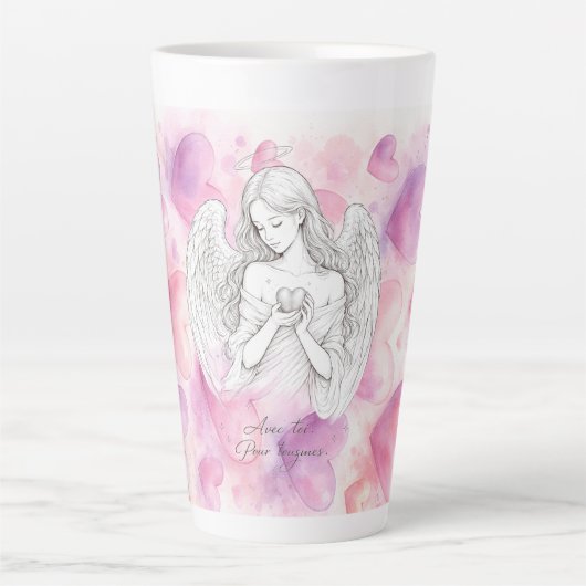 Mug avec ange et cœur – Cadeau amour éternel Milchtasse (Vorderseite)
