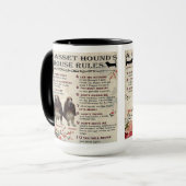 Mug Basset Hound House Rules Tasse (Vorderseite Links)