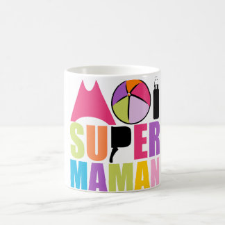 Mug Blanc 325 ml Ich Super Mama - Rosa Logo Kaffeetasse