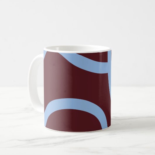 Mug – Blue Lines on Burgundy Kaffeetasse (Vorderseite Links)