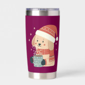 Mug Chien de Noël Bonnet Écharpe Pastel - Life is  Thermobecher (Rückseite)
