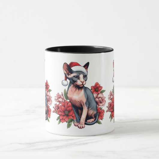 Mug | Christmas Sphynx Cat Tragen einer Weihnachts Kaffeetasse (Zentrum)