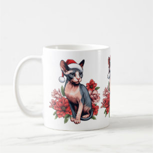 Mug   Christmas Sphynx Cat Tragen einer Weihnachts Kaffeetasse