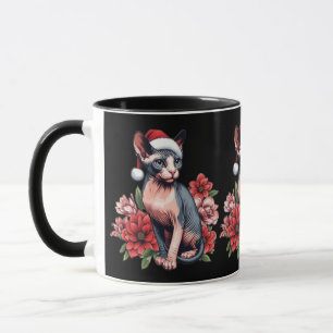 Mug   Christmas Sphynx Cat Tragen einer Weihnachts Tasse