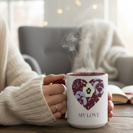 Mug Cœur de Violettes Edition  "MY LOVE" Tasse