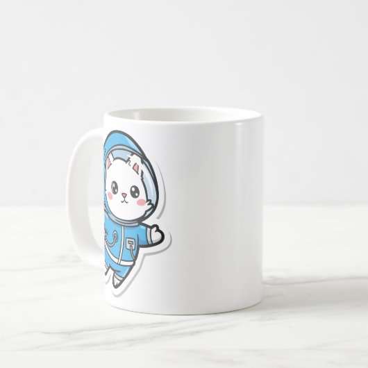 Mug Cute Astronaut Cat Kawaii Kaffeetasse (Vorderseite Links)