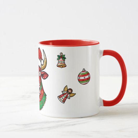 Mug de Noël vache rigolote – Mug festif Tasse (Rechts)