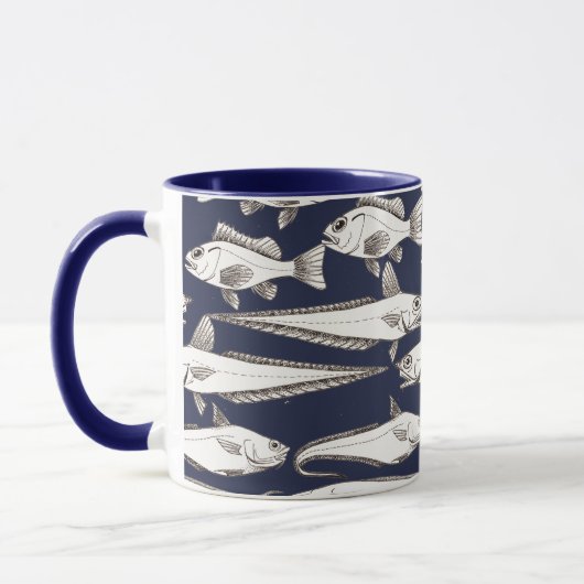 Mug Deep-Sea Fish Art blue Tasse (Links)