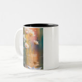 Mug Dreamy Paper Boat & White Flowers at Sunset –  Zweifarbige Tasse (Vorderseite Links)
