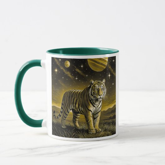 Mug Einfarbiges Tigerbild. Tasse (Links)