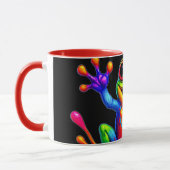 Mug fun und glänzend, fröhlicher, bunter Frosch. Tasse (Links)
