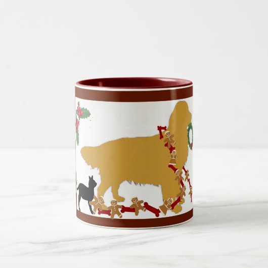 Mug~Golden Retriever-Weihnachten Zweifarbige Tasse (Mittel)