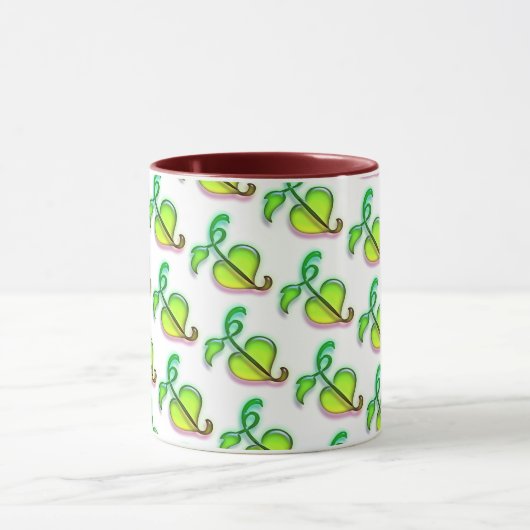 Mug - Green Leaves with Red Highlights Tasse (Zentrum)