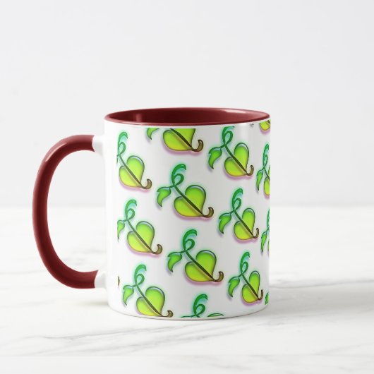 Mug - Green Leaves with Red Highlights Tasse (Links)