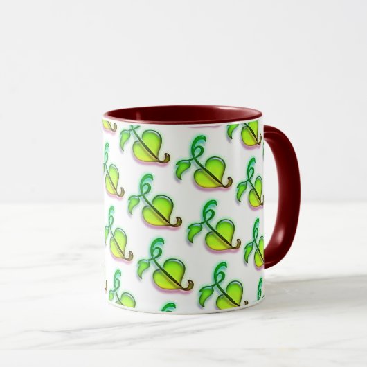 Mug - Green Leaves with Red Highlights Tasse (VorderseiteRechts)