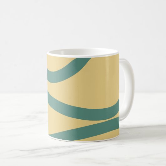 Mug – Green Lines on Yellow Kaffeetasse (VorderseiteRechts)