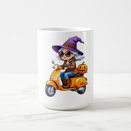 Mug Großmutter Chibi-Hexe auf Scoote Kaffeetasse (Mittel)