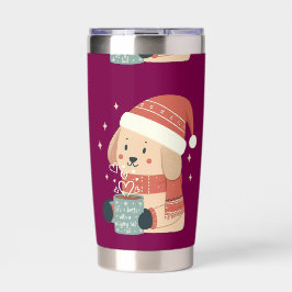 Mug Hund Weihnachten Mütze Schal Pastell - Das Leb Thermobecher