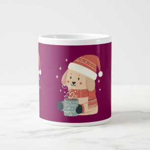 Mug Hund Weihnachts-Haube Schal Pastell - Das Lebe Jumbo-Tasse