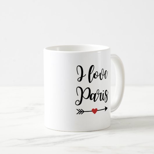 Mug "I Love Paris" Kaffeetasse (VorderseiteRechts)