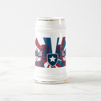 Mug in american colors, with a medieval touch bierglas