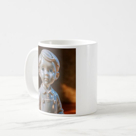 Mug ist wie ein 3D-Junge. Kaffeetasse (Vorderseite Links)