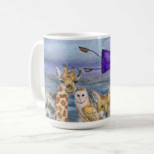 Mug: Joanna Flying Over Animals Kaffeetasse (Vorderseite Links)