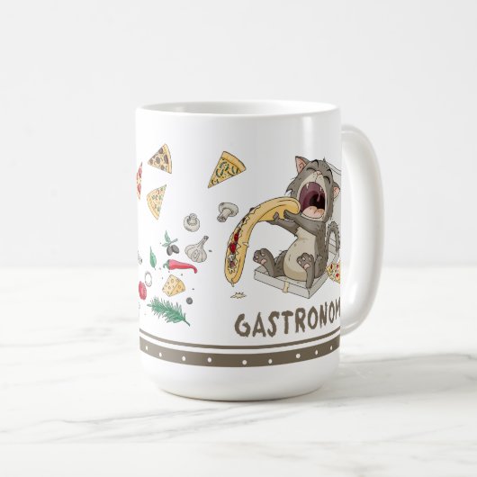 Mug Katze mit menschlicher Qualität. Kaffeetasse (VorderseiteRechts)