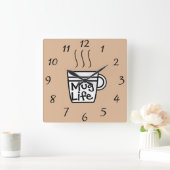 Mug Life Wall Clock Quadratische Wanduhr (Zuhause)