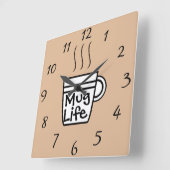 Mug Life Wall Clock Quadratische Wanduhr (Winkel)