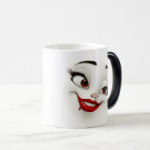 Mug Magic Sarcastic Women Face with Red Lips Verwandlungstasse (VorderseiteRechts)