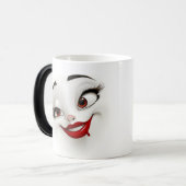 Mug Magic Sarcastic Women Face with Red Lips Verwandlungstasse (Vorderseite Links)