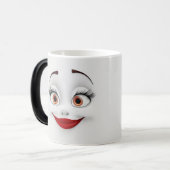 Mug Magic Sarcastic Women Face with Red Lips Verwandlungstasse (Vorderseite Links)