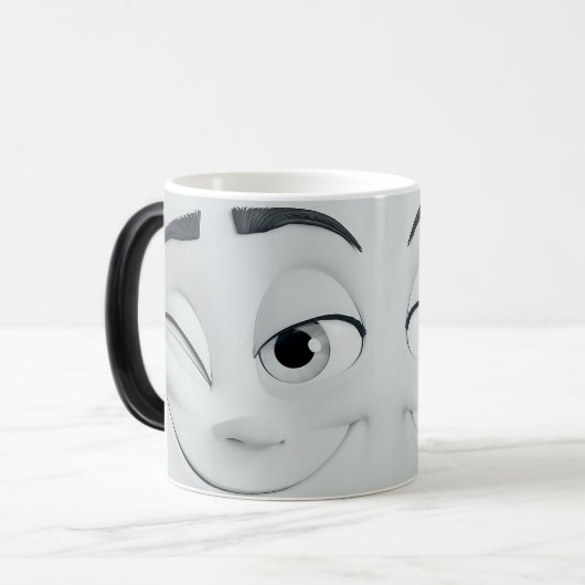 Mug Magic Winking Cartoon Face 3D Verwandlungstasse (Vorderseite Links)