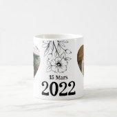Mug mit 2 herzförmigen Fotos, Datum, Vornamen Kaffeetasse (Mittel)