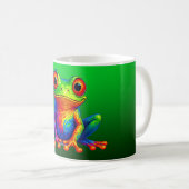 Mug mit einem hellen Frosch. Kaffeetasse (VorderseiteRechts)